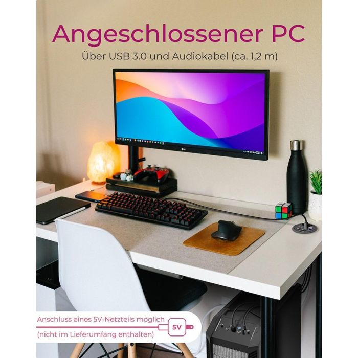 HUB Tisch-Hub mit 2 Kartenlesern. Audio Ein-/Ausgang. Ladefunktion und LED ICY BOX 2