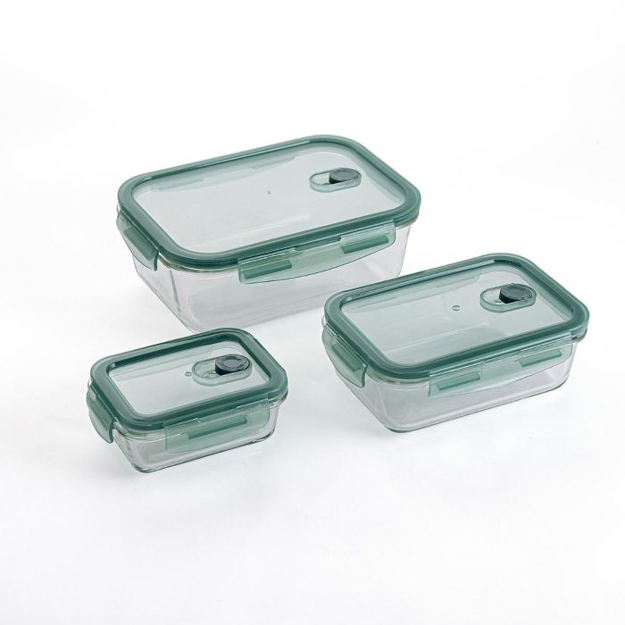 Set 3 Recipientes Herméticos Vidrio Minimal Quid 1800 mL-800 mL-330 mL 1