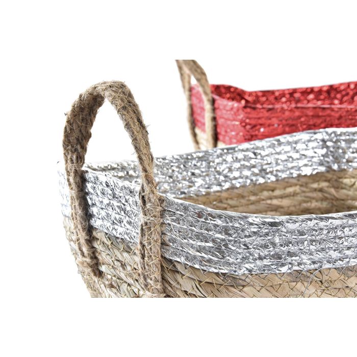 DKD Home Decor Cesta de Navidad Tradicional Pack 6 Unidades - Rojo, Dorado, Plateado, Natural - Fibra y Seagrass, Medidas 32x22x12 cm 2 DKD Home Decor Cesta de Navidad Tradicional Pack 6 Unidades - Rojo, Dorado, Plateado, Natural - Fibra y Seagrass, Medidas 32x22x12 cm 2
