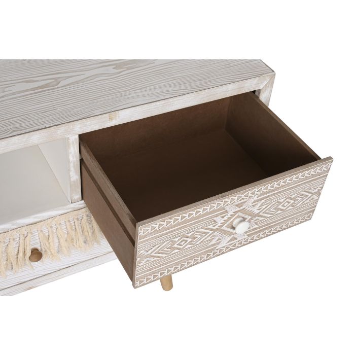 Mueble Tv Boho DKD Home Decor Natural Blanco 40 x 60 x 150 cm 5 Mueble Tv Boho DKD Home Decor Natural Blanco 40 x 60 x 150 cm 5