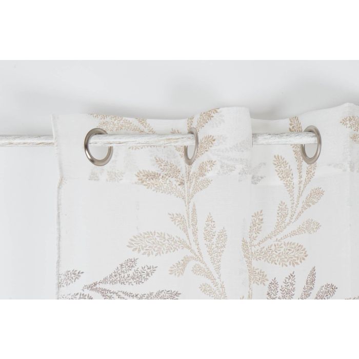 DKD Home Decor Cortina Alpino Visillo de Poliéster con Diseño de Hojas Marrón Claro y Blanco 270x140 cm (2 Unidades) 110 gsm 2 DKD Home Decor Cortina Alpino Visillo de Poliéster con Diseño de Hojas Marrón Claro y Blanco 270x140 cm (2 Unidades) 110 gsm 2