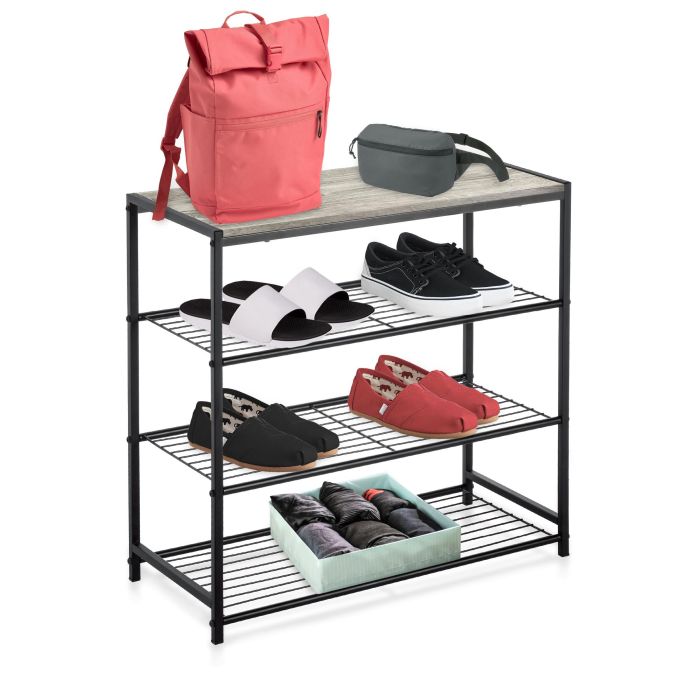 Confortime Estantería de 4 Niveles en Metal y Madera Negra (3 Unidades) 2