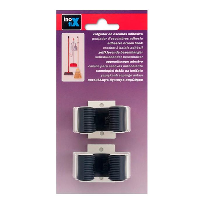 Inofix Colgador Escobas Adhesivo Blanco 2055-2-000 (Blister 2 Unidades) para Ordenación de Artículos de Limpieza 1 Inofix Colgador Escobas Adhesivo Blanco 2055-2-000 (Blister 2 Unidades) para Ordenación de Artículos de Limpieza 1