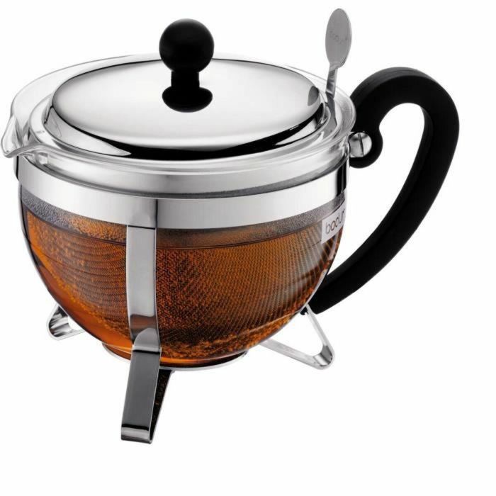 Bodum Chambord Tetera de Acero Inoxidable con Tamiz y Mango de Vidrio, 1 Litro, Color Gris y Transparente, Apta Lavavajillas Bodum Chambord Tetera de Acero Inoxidable con Tamiz y Mango de Vidrio, 1 Litro, Color Gris y Transparente, Apta Lavavajillas