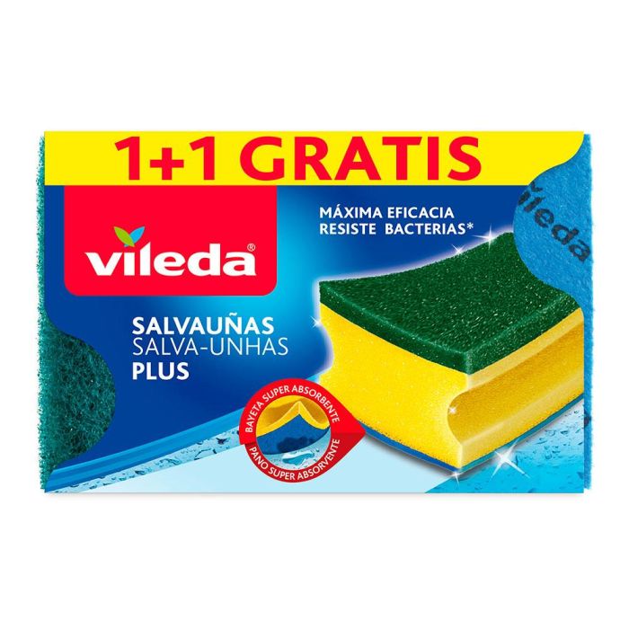 Estropajo salvauñas plus antibacterias 1+1 162590 vileda