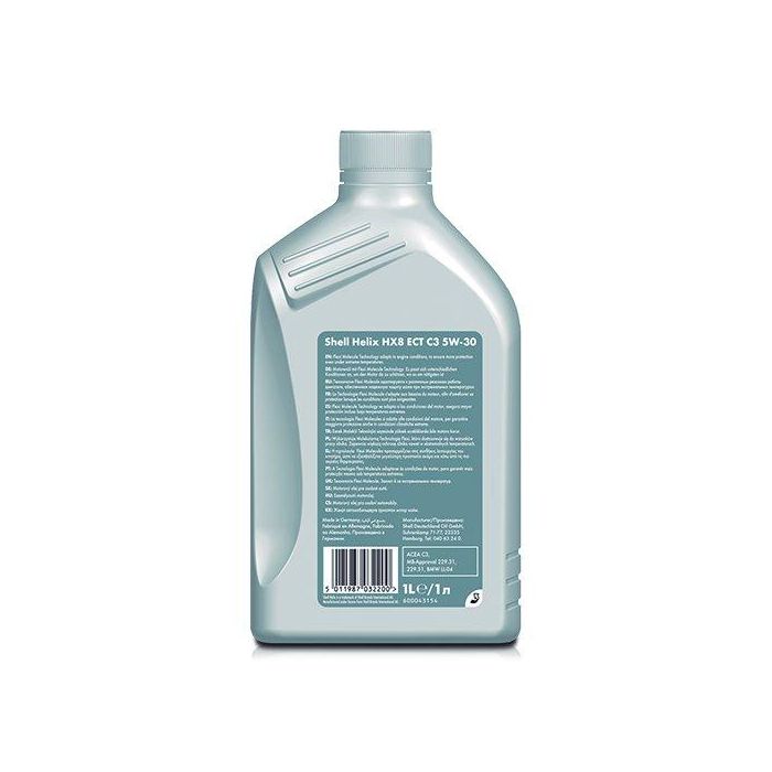 Shell ACSHEHX85W301L Helix Hx8 Ect 5W-30 Aceite de Motor para Coche 1 Litro ACEA C3 1 Shell ACSHEHX85W301L Helix Hx8 Ect 5W-30 Aceite de Motor para Coche 1 Litro ACEA C3 1