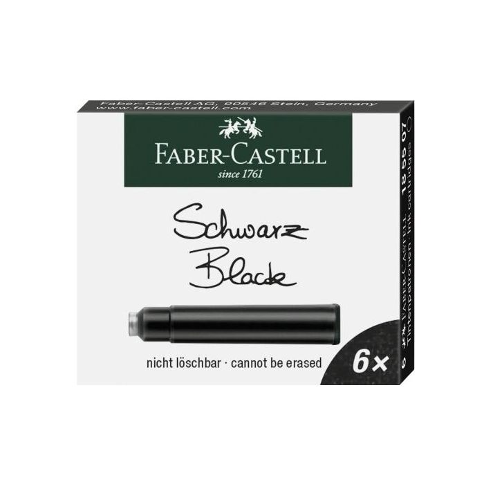Faber Castell Estuche 6 Cartuchos De Tinta Estándar Negro
