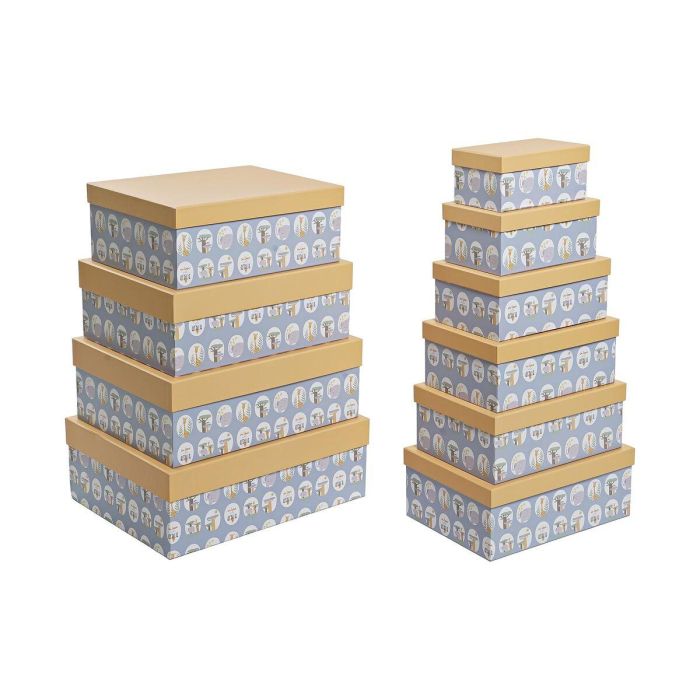 Caja Kids DKD Home Decor Azul Amarillo 33.5 x 15.5 x 43.5 cm Set de 10