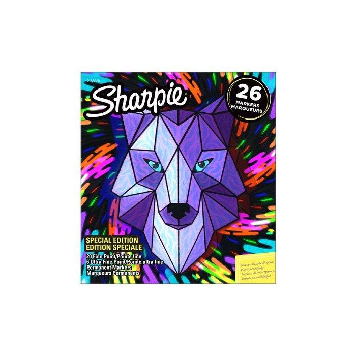 Rotulador Permanente Sharpie Fine&Ultra Fine Big Pack Lobo Caja Regalo De 26 20X Fine Surtido 6X Ultra Fine Surtido