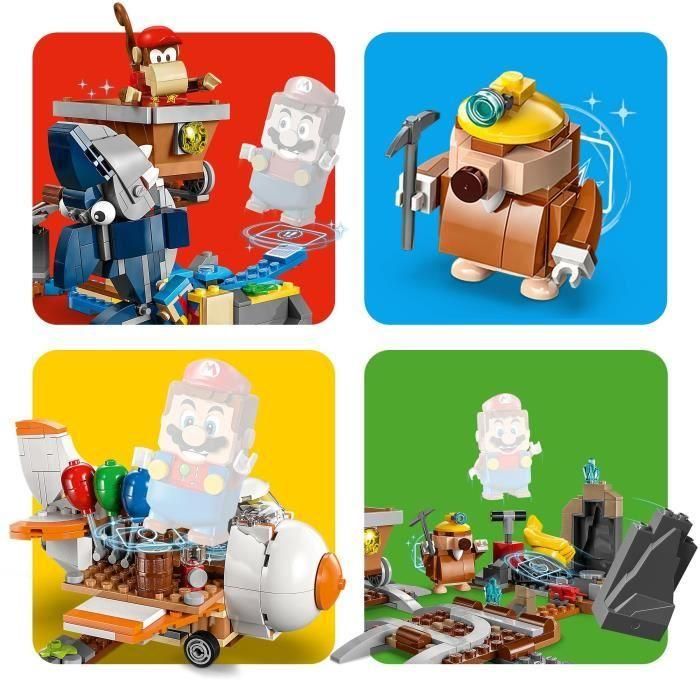 LEGO Super Mario 71425 Set de expansión Carrera en carro minero de Diddy Kong, combinado con paquete de inicio 3 LEGO Super Mario 71425 Set de expansión Carrera en carro minero de Diddy Kong, combinado con paquete de inicio 3