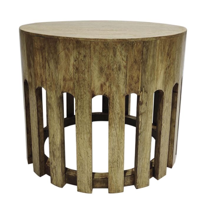 DKD Home Decor Mesita Auxiliar Urban de madera de Mango Marrón 46 x 38 x 46 cm