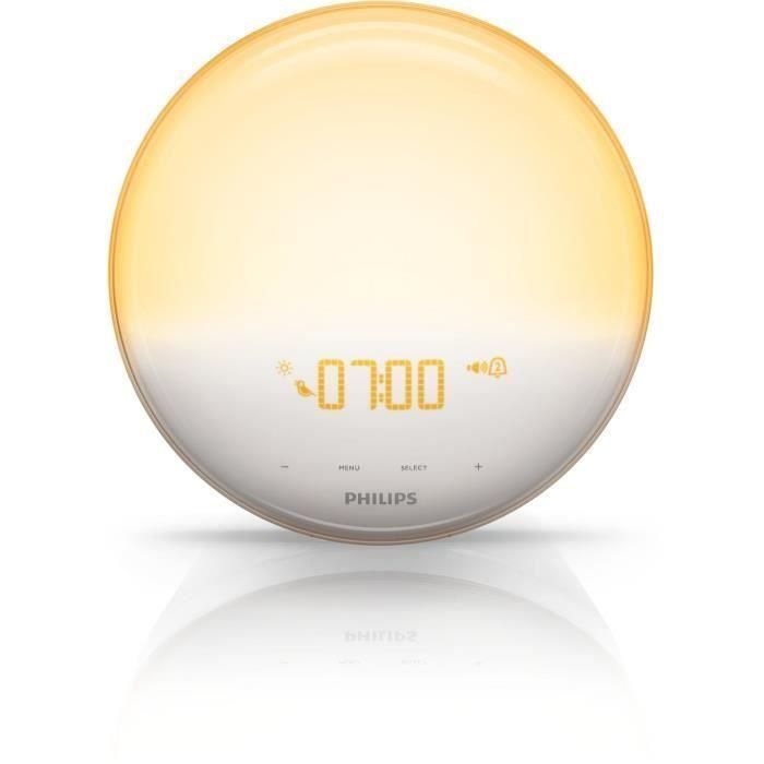 Philips HF3521/01 Simulador de Amanecer con 6 Sonidos Naturales y Luz Nocturna, Inalámbrico