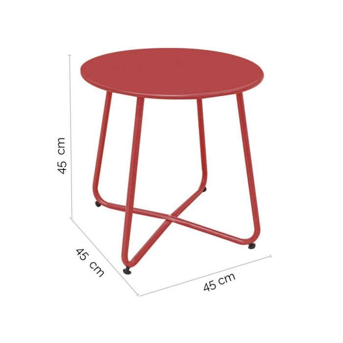 Mesa auxiliar Luna Rojo Acero 45 x 45 cm 1