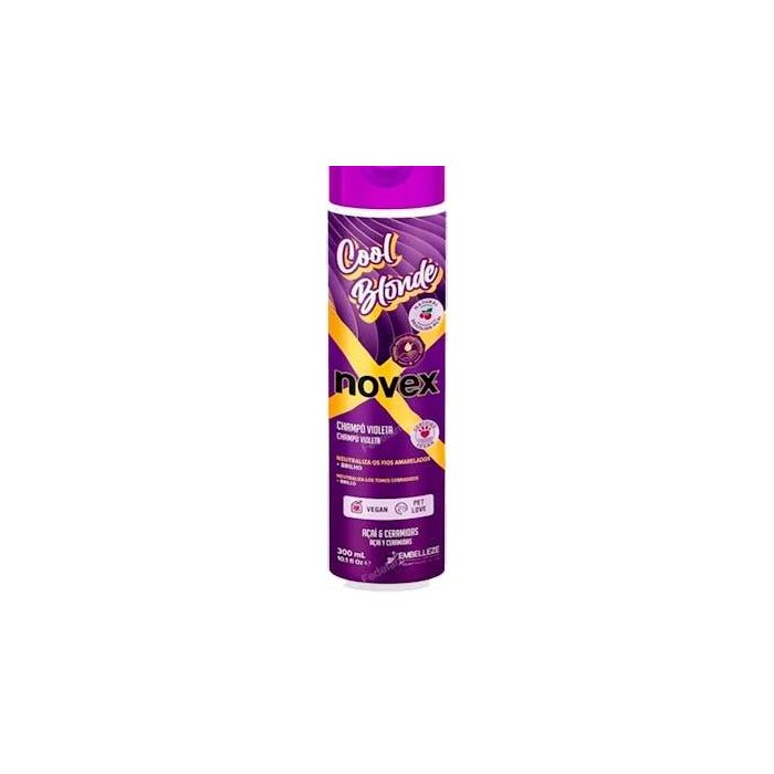 Novex Champú Cool Blonde Matizador para Cabello Rubio, Plateado o Blanco 300ml - Neutraliza Tonos Amarillos con Açaí y Ceramidas