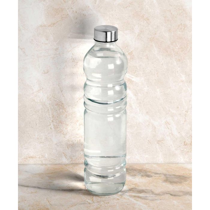 Botella de Cristal Vivalto 1100 ml - 8x31x8 cm, Transparente y Plata (18 Unidades) 4 Botella de Cristal Vivalto 1100 ml - 8x31x8 cm, Transparente y Plata (18 Unidades) 4