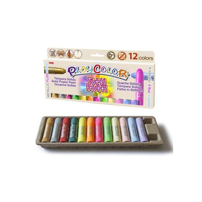 Tempera Instant Solida Playcolor One 5Gr. Tutti Frutti Pack De 12 (4X Metallic + 4X Fluo + 4X Pastel)