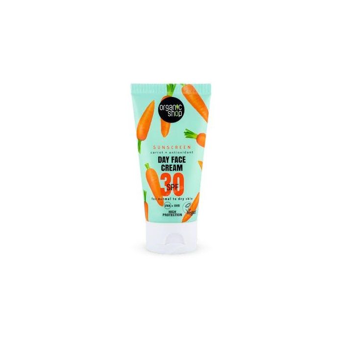 ORGANIC SHOP Crema Facial de Día con Protección Solar SPF30 Zanahoria + Antioxidantes, 50 ml