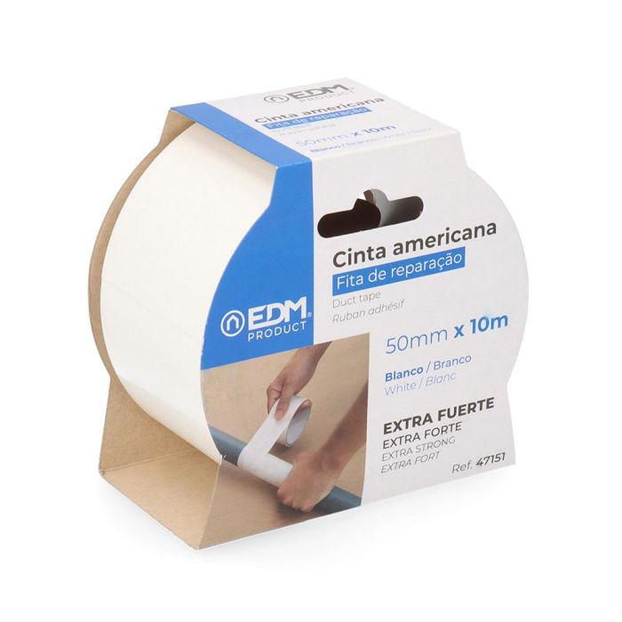 Edm Cinta multiuso americana 10m x 50mm blanca extra fuerte 0 Edm Cinta multiuso americana 10m x 50mm blanca extra fuerte 0