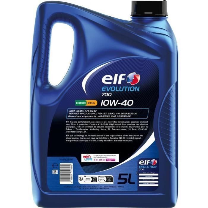 Elf Evolution 700 10W-40 Aceite de Motor Sintético 5L 6