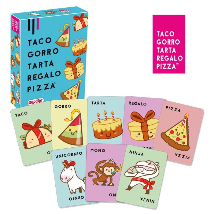 LÚDILO Juego de cartas Taco, Gorro, Tarta, Regalo, Pizza 803105, Portugués, Español 1