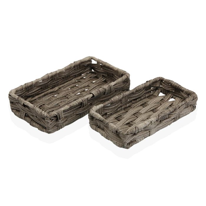 Set 2 Cestas Gris Versa 11x4x20 cm - Polietileno (3 Unidades) Set 2 Cestas Gris Versa 11x4x20 cm - Polietileno (3 Unidades)