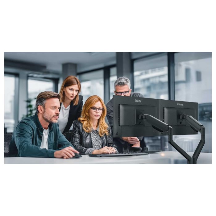 Iiyama Soporte de Monitor 100x100 Dual 2x12kg para 24-32" con Gasdruckfeder, Negro