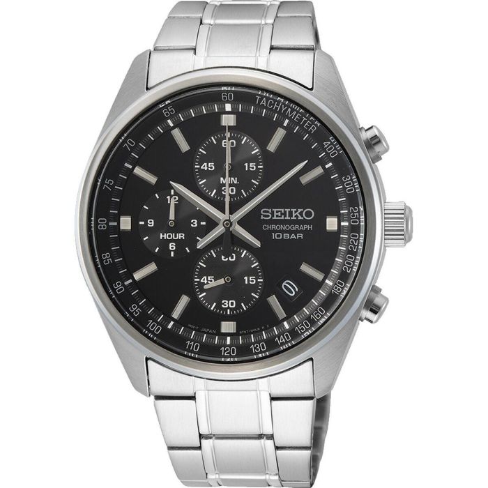 Reloj Hombre Seiko SSB379P1 Negro Plateado Reloj Hombre Seiko SSB379P1 Negro Plateado