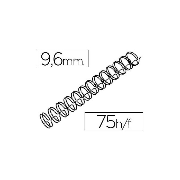 Espiral Wire 3:1 9,6 mm N.6 Negro Capacidad 75 Hojas Caja De 100 Unidades