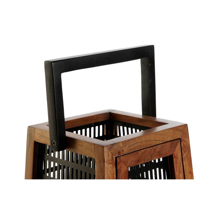 DKD Home Decor Portavela Colonial Natural Negro Mango Metal 20 x 38 x 20 cm 1