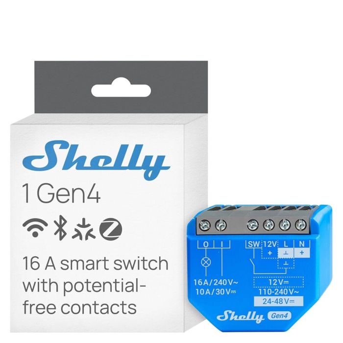 Shelly 1 Gen4 Relais Inteligente 1 Canal 16A WLAN Matter Zigbee Bluetooth 18