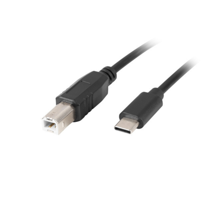 Lanberg CA-USBA-14CC-0018-BK Cable USB B a USB C 2.0 1.8m Negro Chapado en Oro
