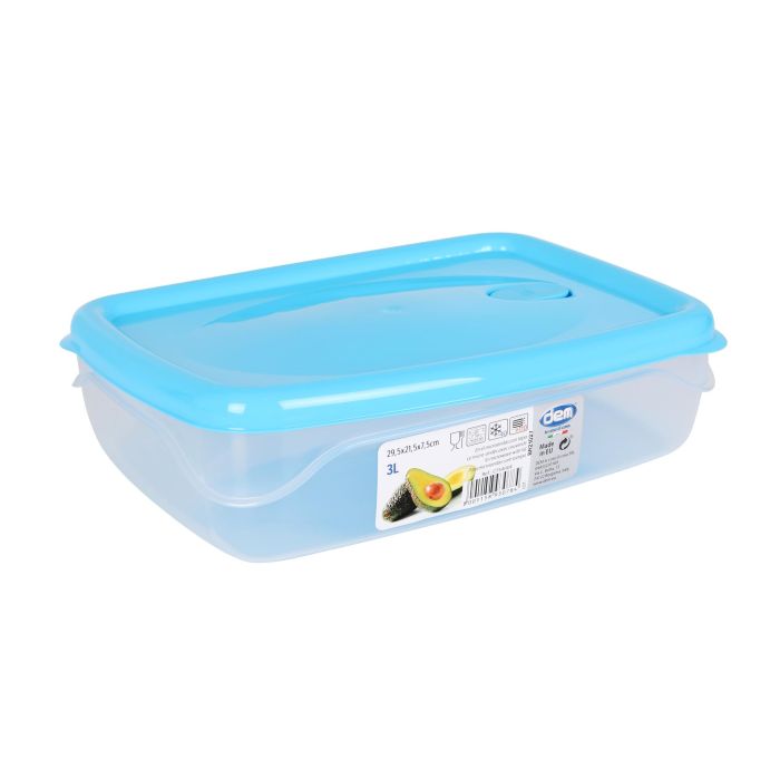 Dem Fiambrera 3L Hermética Microondas Rectangular 29.5x21.5x7.5 cm (12 Unidades)