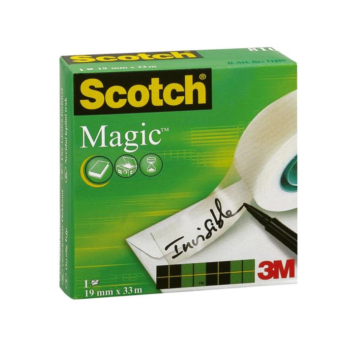 Scotch Cinta Adhesiva Invisible Magic Rollo 12 mm X 33M Caja Individual 1