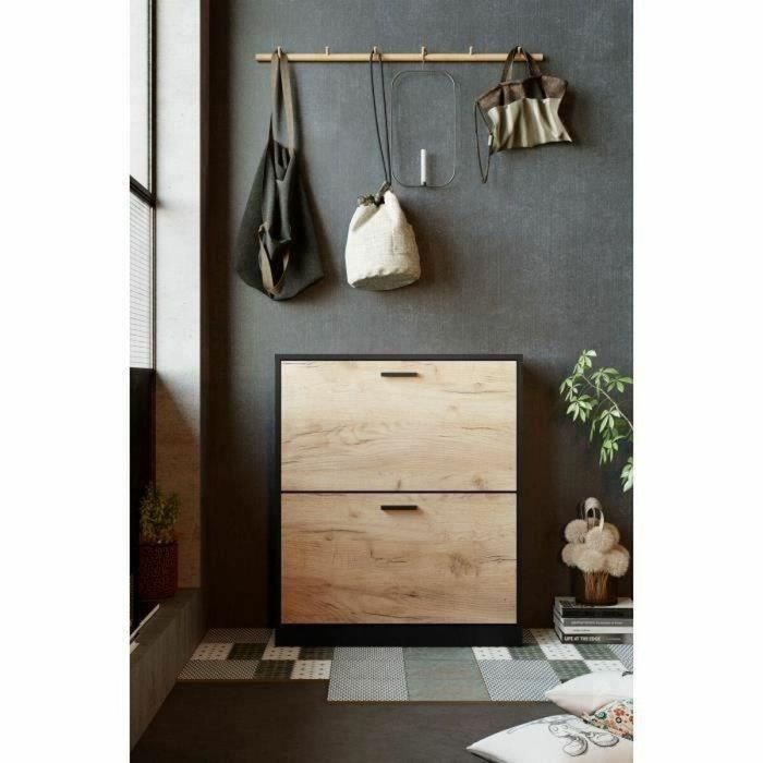 Zapatero 2 puertas - Decoración roble y negro 5 Zapatero 2 puertas - Decoración roble y negro 5