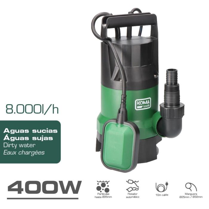 Bomba sumergible aguas sucias 400w