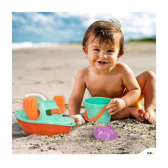 Cubo playa 14 cm con yate 36 cm, pala, rastrillo y 3 moldes en red 2 Cubo playa 14 cm con yate 36 cm, pala, rastrillo y 3 moldes en red 2