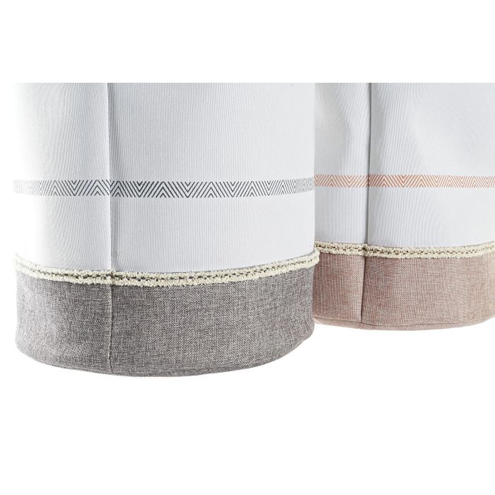 DKD Home Decor Cesta de Ropa para el Hogar Colección Básicos Poliéster Bicolor Rosa Palo y Gris 39x39x41 cm - Pack de 2 Unidades