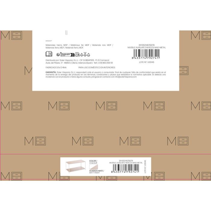 Mueble Auxiliar 2 Niveles Mad-Metal Moblekit (3 Unidades) 4 Mueble Auxiliar 2 Niveles Mad-Metal Moblekit (3 Unidades) 4
