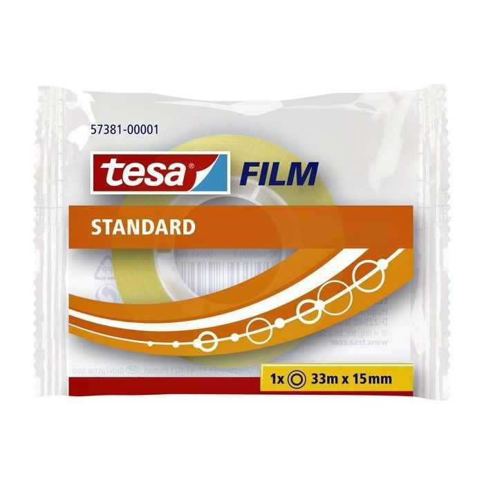 Tesa Film Cinta Adhesiva Transparente Standard 15mm x 33m (30 Unidades) (30 Unidades)