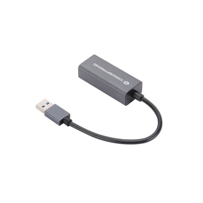 Conceptronic Adaptador USB 3.2 Gen 1 (3.1 Gen 1) a RJ45 Gigabit Ethernet 10/100/1000Mbps para PC/Portátil con Carcasa de Aluminio 3