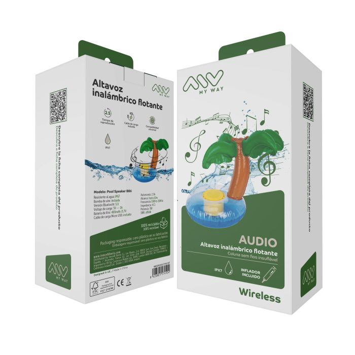 Myway Altavoz Bluetooth Flotante Palmera Resistente al Agua IP67 4 Myway Altavoz Bluetooth Flotante Palmera Resistente al Agua IP67 4
