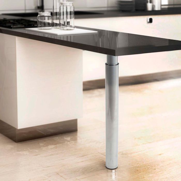 Rei Pata Extensible Cilíndrica Mod.406e Acero Acabado Aluminio Altura 71/110cm Para Mesas y Encimeras 2