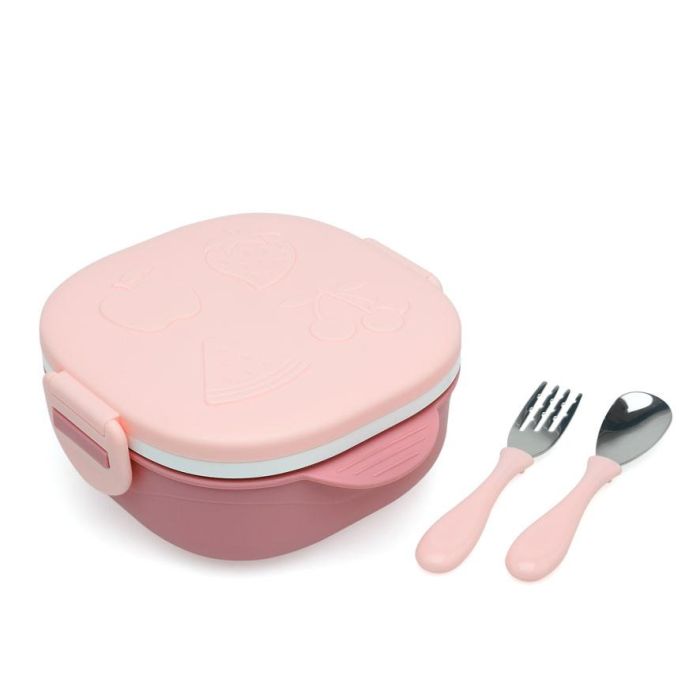 Caja Almuerzo Cuadrado Acero Inoxidable Rosa 3 Caja Almuerzo Cuadrado Acero Inoxidable Rosa 3