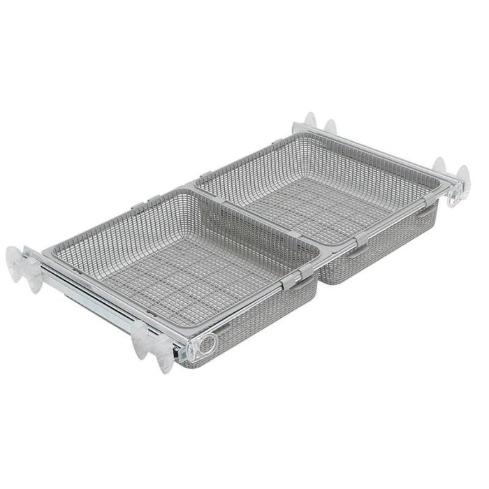 Servetto Bandeja Doble Extraíble y Extensible, Sujeción Lateral, Barras Extensibles 890-1000mm, Carga Máxima 7kg, Color Gris