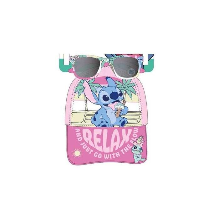 Cerdá Gorra Set Gafas de Sol Stitch Talla 53 cm para Niños +3 Años Color Rosa 1