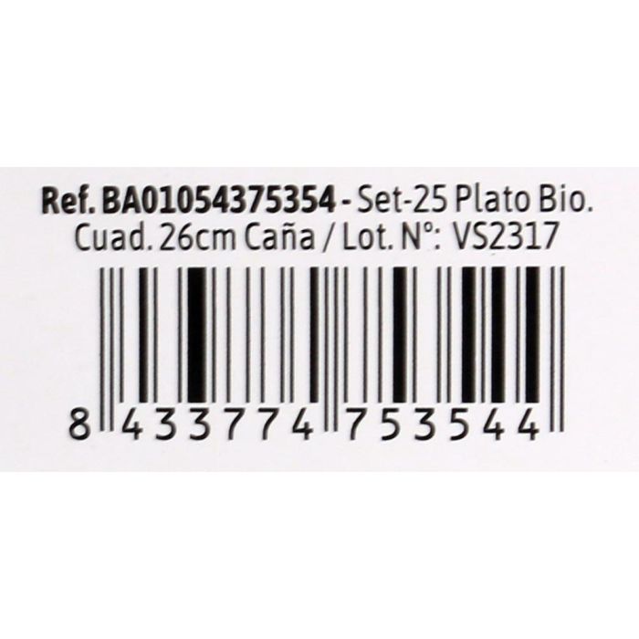 Algon Set 25 Platos Cuadrados Bio 26 cm Caña (8 Unidades)