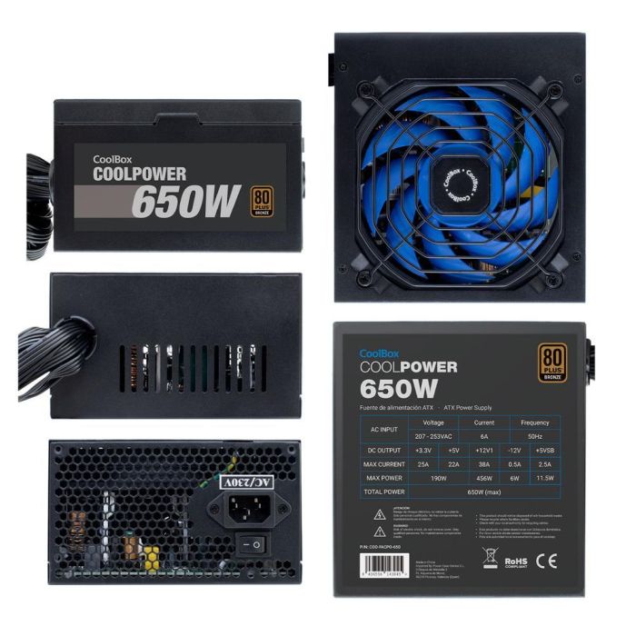 Fuente de Alimentación CoolBox COO-FACPO-650 650 W 80 Plus Bronze 2 Fuente de Alimentación CoolBox COO-FACPO-650 650 W 80 Plus Bronze 2