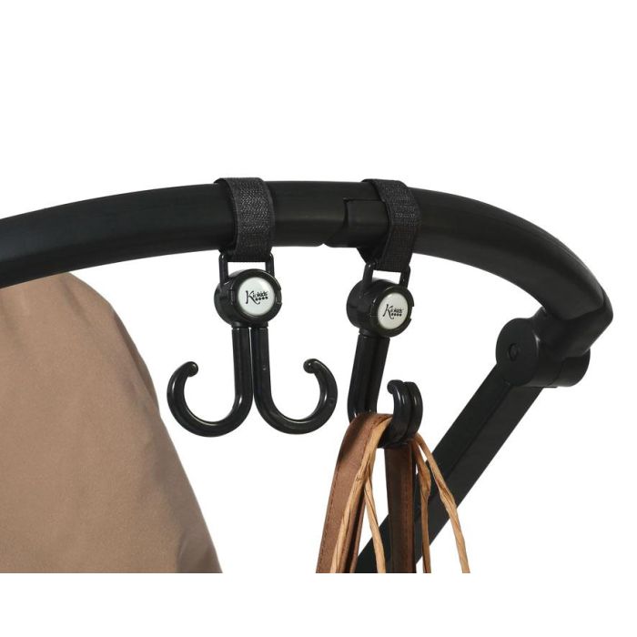 KioKids Ganchos Dobles para Carrito con Velcro - Set de 2 Unidades Negros para Colgar Bolsas 1 KioKids Ganchos Dobles para Carrito con Velcro - Set de 2 Unidades Negros para Colgar Bolsas 1