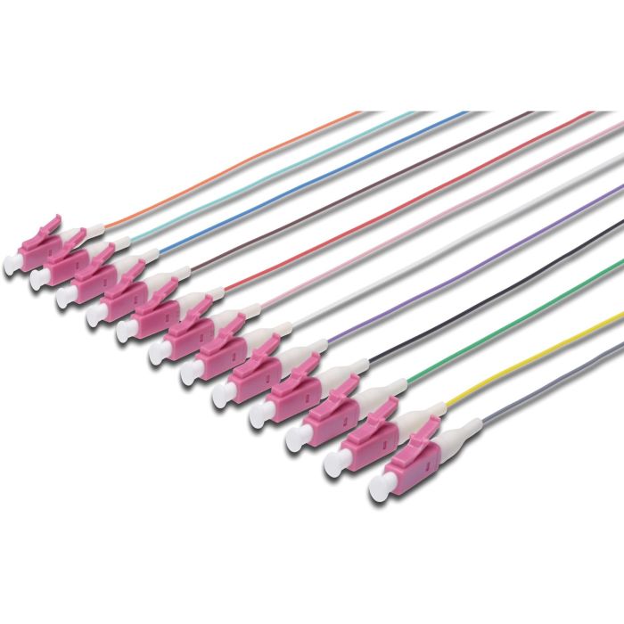 Digitus Pigtails LWL LC simplex OM4 12 unidades 2.00m - Cable de Fibra Óptica Multimodo LSZH para Redes