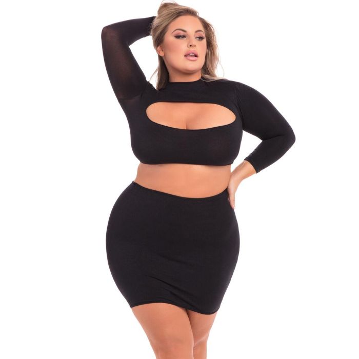 Conjunto de Lencería Pink Lipstick Negro (3XL/4XL)